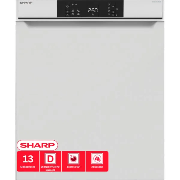 SHARP QW-NA1CU47DW-DE , Spülmaschine (weiß/edelstahl, 60 cm)