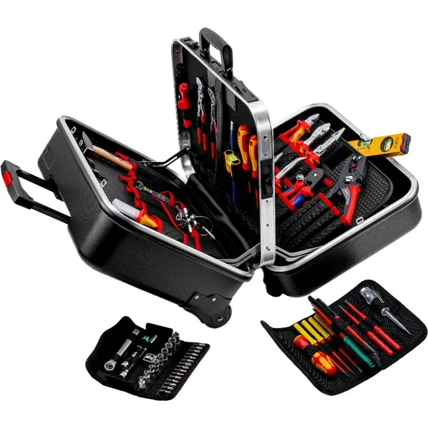 KNIPEX Werkzeugkoffer "BIG Twin Move" Elektro, 63-teilig, Werkzeug-Set (schwarz, mit Werkzeug-Sortiment für Elektriker)