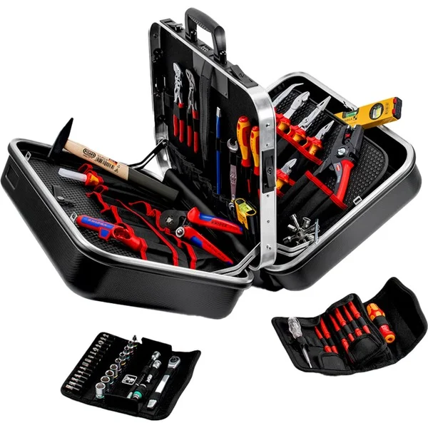 KNIPEX Werkzeugkoffer "BIG Twin Move" Elektro, 63-teilig, Werkzeug-Set (schwarz, mit Werkzeug-Sortiment für Elektriker)