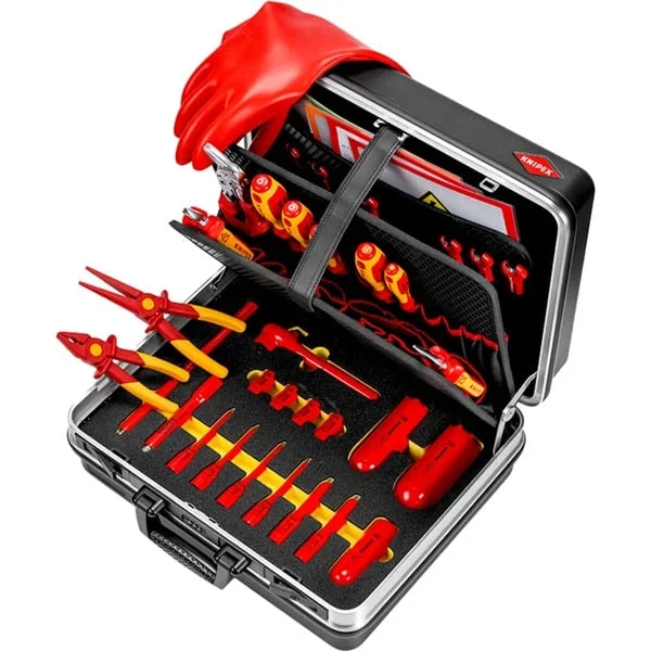 KNIPEX Werkzeugkoffer "Basic" E-Mobilität, 34-teilig, Werkzeug-Set (schwarz, mit Werkzeug-Sortiment für E-Fahrzeuge)
