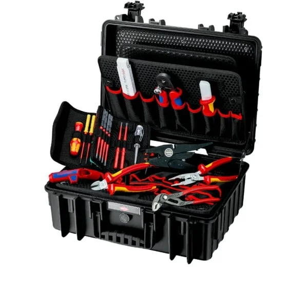 KNIPEX Werkzeugkoffer "Robust23" Elektro, 25-teilig, Werkzeug-Set (schwarz, mit Werkzeug-Sortiment für Elektriker)