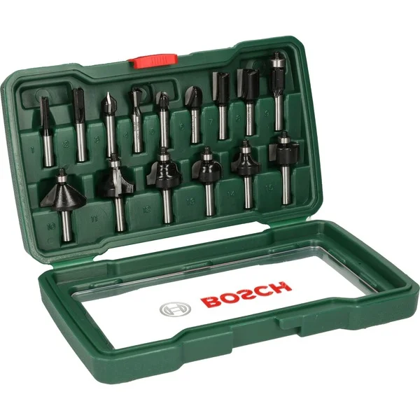 Bosch Heimwerken & Garten Wolfram-Carbide-Fräser-Set, 15-teilig (8mm Schaft)