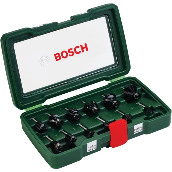 Bosch Heimwerken & Garten Wolfram-Carbide-Fräser-Set, 12-teilig (1/4" Schaft)