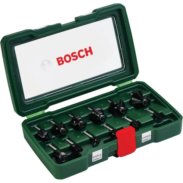 Bosch Heimwerken & Garten Wolfram-Carbide-Fräser-Set, 12-teilig (8mm Schaft)