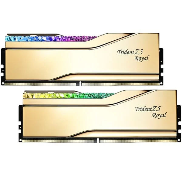 G.Skill DIMM 32 GB DDR5-6000, Arbeitsspeicher (gold, F5-6000J2836G16GX2-TR5G, Trident Z5 Royal RGB, INTEL XMP)