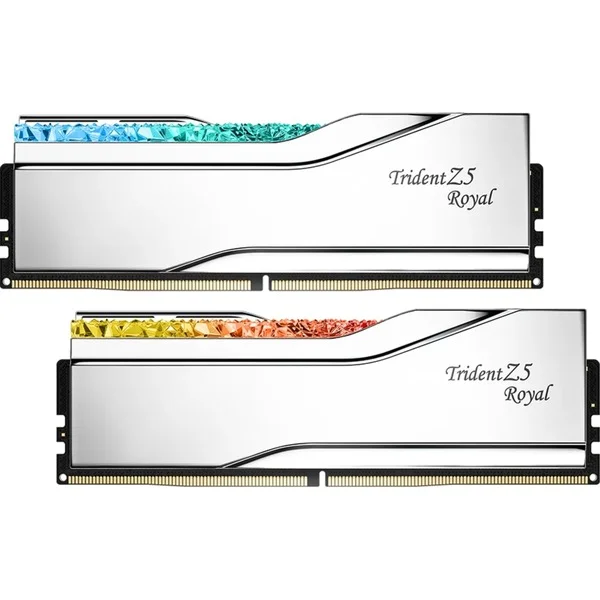 G.Skill DIMM 32 GB DDR5-6000, Arbeitsspeicher (silber, F5-6000J2836G16GX2-TR5S, Trident Z5 Royal RGB Silver, INTEL XMP)