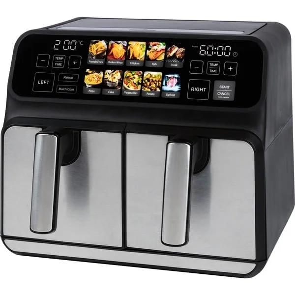ProfiCook Doppel-Heißluftfritteuse PC-FR 1287 H (edelstahl/schwarz, 2.200 Watt, 2 Körbe je 4 Liter)