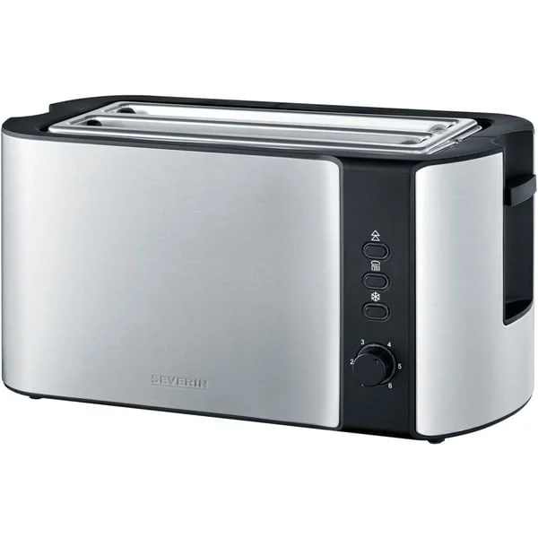 Severin Automatik-Langschlitztoaster AT 2590 (edelstahl/schwarz, 1.400 Watt, für 4 Scheiben Toast)