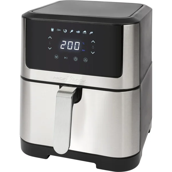ProfiCook Heißluftfritteuse PC-FR 1269 H (edelstahl/schwarz, 1.800 Watt, Korb 8 Liter)