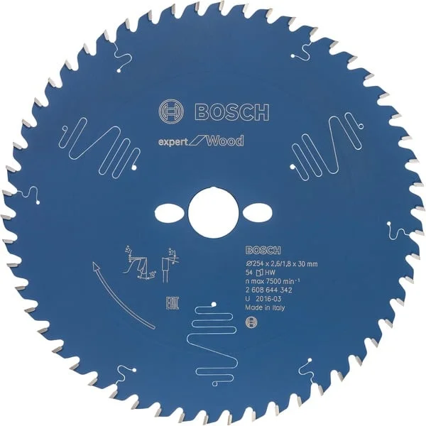 Bosch Professional EXPERT Wood Kreissägeblatt, Ø 254mm, 54Z (Bohrung 30mm, für Tischkreissägen)