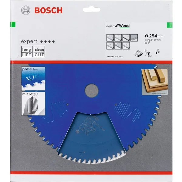 Bosch Professional EXPERT Wood Kreissägeblatt, Ø 254mm, 80Z (Bohrung 30mm, für Tischkreissägen)