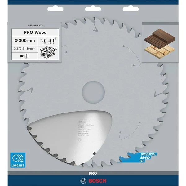 Bosch Professional PRO Wood Kreissägeblatt, Ø 300mm, 48Z (Bohrung 30mm, für Tischkreissägen)
