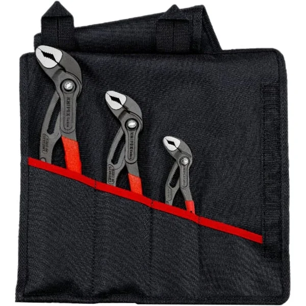 KNIPEX Cobra Zangen-Set, 3-teilig (rot, gezahnte Griffflächen, integrierter Klemmschutz)