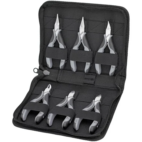 KNIPEX Elektronikzangen-Set ESD, 6-teilig (schwarz/grau, Ausführung ESD, elektrisch ableitend)