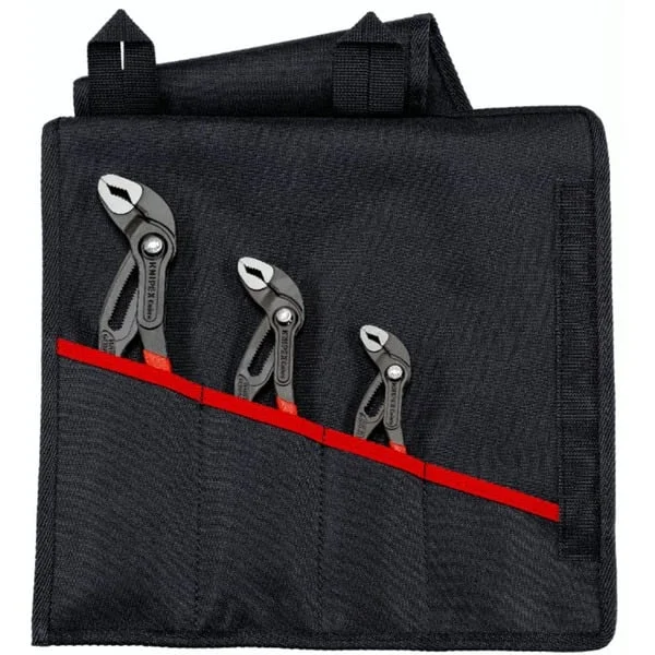 KNIPEX Cobra Zangen-Set, 3-teilig (rot, gezahnte Griffflächen, integrierter Klemmschutz)