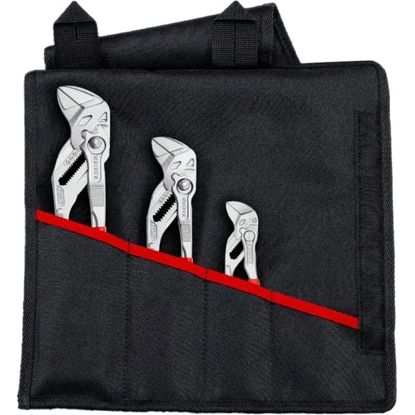 KNIPEX Zangenschlüssel-Set, 3-teilig, Zangen-Set (rot, in Falttasche)