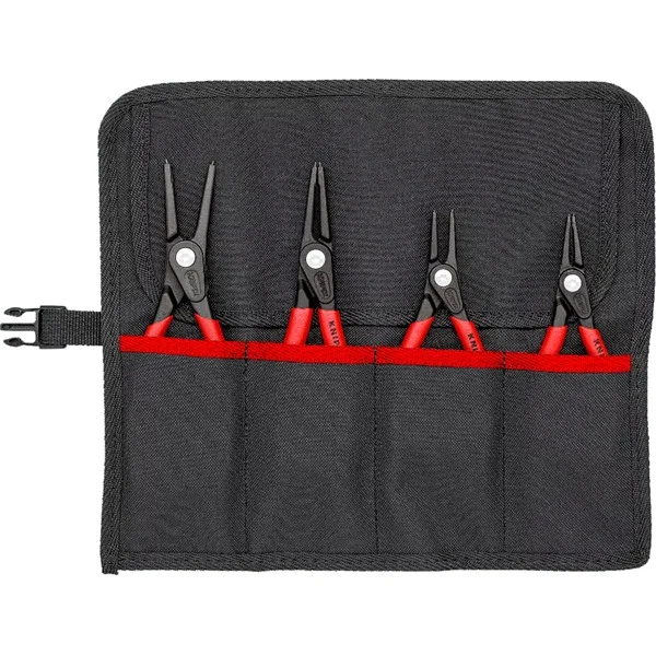 KNIPEX Sicherungsringzangen-Set Ø 12 - 60mm, 4-teilig (rot, 4x gerade Spitzen, in Rolltasche)