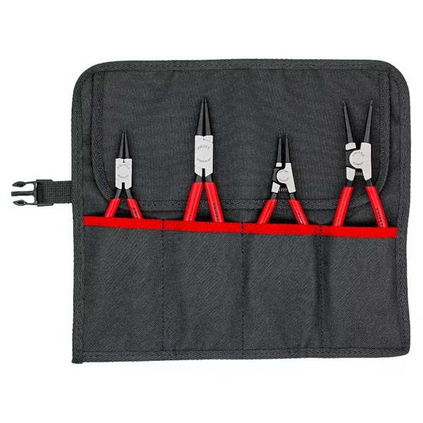 KNIPEX Sicherungsringzangen-Set Ø 12 - 60mm, 4-teilig (rot, 4x gerade Spitzen, in Rolltasche)