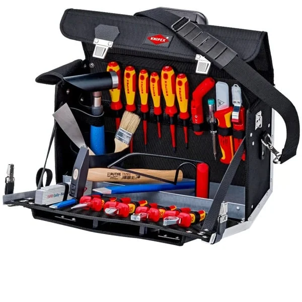 KNIPEX Werkzeugtasche "Classic" Elektro, 23-teilig, Werkzeug-Set (schwarz, mit Werkzeug-Sortiment für Elektriker)