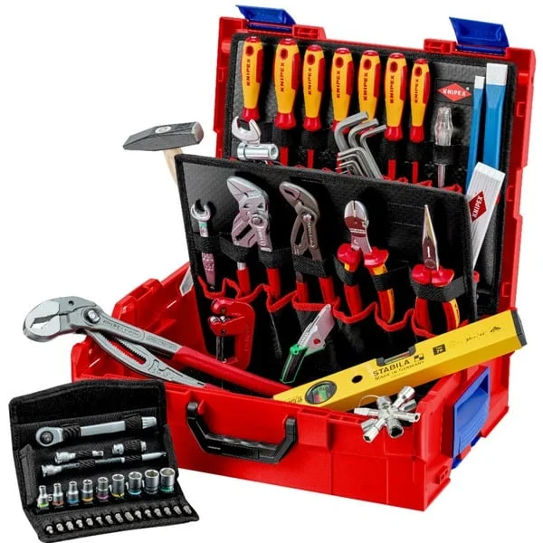 KNIPEX L-BOXX Sanitär, 52-teilig, Werkzeug-Set (rot, mit Werkzeug-Sortiment für Installateure)