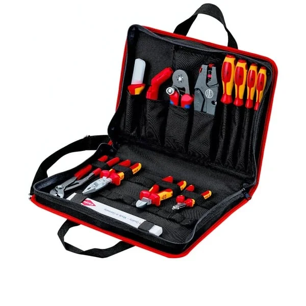 KNIPEX Werkzeugtasche "Kompakt" Elektro, 14-teilig, Werkzeug-Set (schwarz, mit Werkzeug-Sortiment für Elektriker)