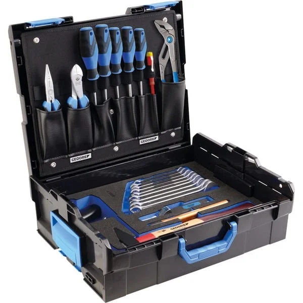 GEDORE Azubi-Sortiment in L-BOXX 136, 23-teilig, Werkzeug-Set (schwarz/blau, inkl. Säge, Zangen, Spannungsprüfer)