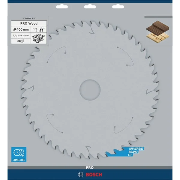 Bosch Professional PRO Wood Kreissägeblatt, Ø 400mm, 60Z (Bohrung 30mm, für Tischkreissägen)