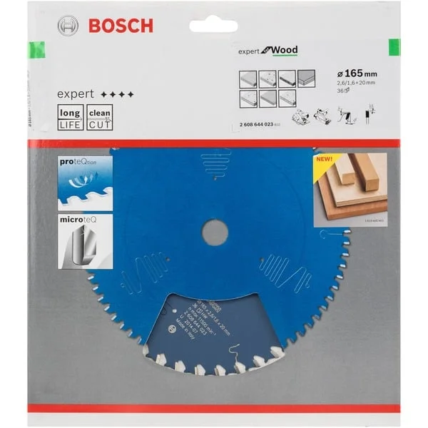 Bosch Professional EXPERT Wood Kreissägeblatt, Ø 165mm, 36Z (Bohrung 20mm, für Handkreissägen)