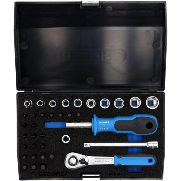 GEDORE Steckschlüssel-Satz 1/4", 37-teilig, Werkzeug-Set (mit Hebel-Umschaltknarre)