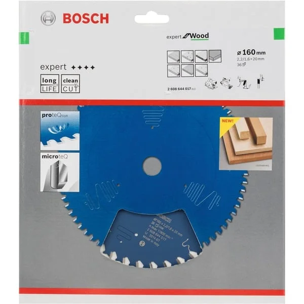 Bosch Professional EXPERT Wood Kreissägeblatt, Ø 160mm, 36Z (Bohrung 20mm, für Handkreissägen)