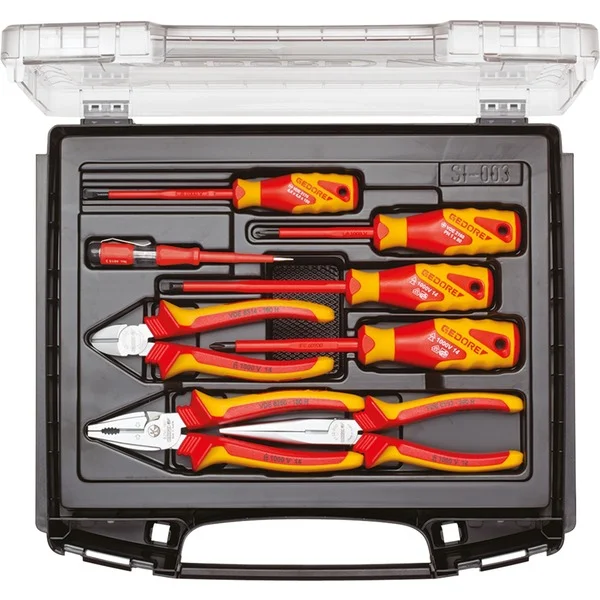 GEDORE VDE-Werkzeugsatz 1828045, 8-teilig, Werkzeug-Set (rot/gelb, isoliert bis 1.000 Volt, in i-BOXX 72)