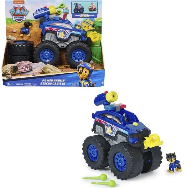 Spin Master Paw Patrol Rescue Wheels - Chases Deluxe Monstertruck mit Geschoss-Abwurf, motorisierter Seilwinde, Lichtern & Geräuschen, Spielfahrzeug