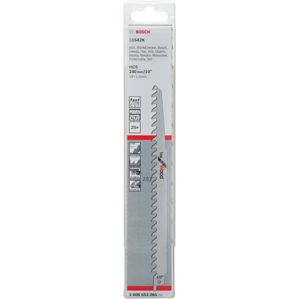 Bosch Professional Säbelsägeblatt S 1542 K Top for Wood, 25 Stück (Länge 240mm)