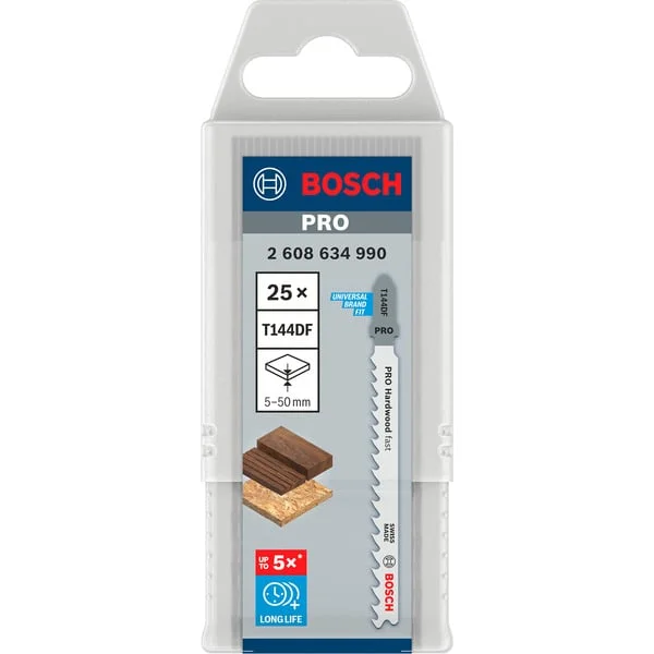 Bosch Professional PRO Hardwood fast Stichsägeblatt T 144 DF, 100mm (25 Stück)