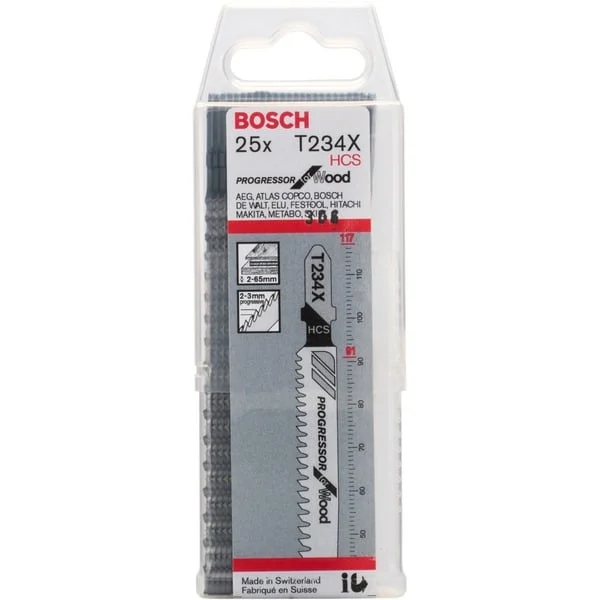 Bosch Professional Stichsägeblatt T 234 X Progressor for Wood, 117mm (25 Stück)