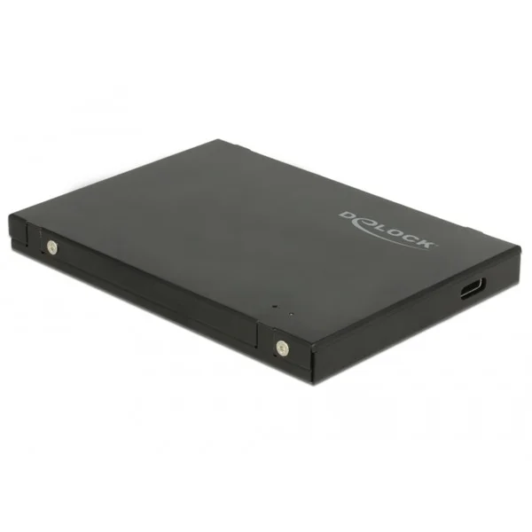 DeLOCK Extern 2.5″ Gehäuse für M.2 NVMe PCIe SSD, Laufwerksgehäuse (schwarz, mit USB 3.1 Gen 2 USB Type-C)