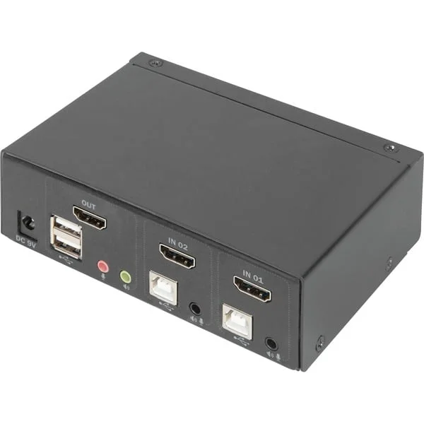 Digitus KVM Switch 2 Port, KVM-Switch (schwarz)
