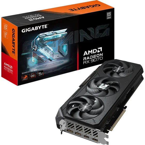 GIGABYTE Radeon RX 9070 Gaming OC, Grafikkarte (schwarz, RDNA4, GDDR6, 3x DisplayPort, 1x HDMI)