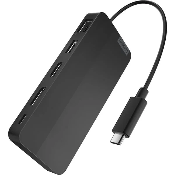 Lenovo USB-C 3.2 Gen 2 Reisedock für zwei Displays, Adapter (schwarz, HDMI, DisplayPort, USB-A, USB-C, LAN)