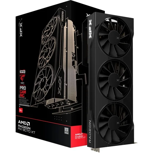 XFX Radeon RX 9070 XT Swift, Grafikkarte (schwarz, RDNA4, GDDR6, 3x DisplayPort, 1x HDMI 2.1)