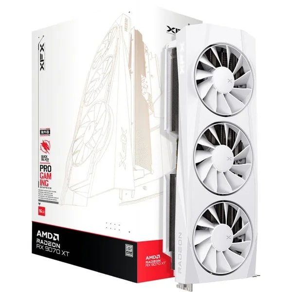 XFX Radeon RX 9070 XT Quicksilver, Grafikkarte (weiß, RDNA4, GDDR6, 3x DisplayPort, 1x HDMI 2.1)