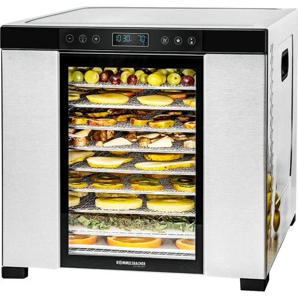 Rommelsbacher Dörrautomat DA 1050 (edelstahl/schwarz, 1.100 Watt, Dörrfläche 39,4cm x 38cm pro Ebene)