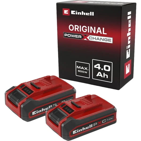 EINHELL Akku Power-X-Change TWIN-PACK 18Volt 4,0Ah (rot/schwarz, 2 Stück, ohne Ladegerät)