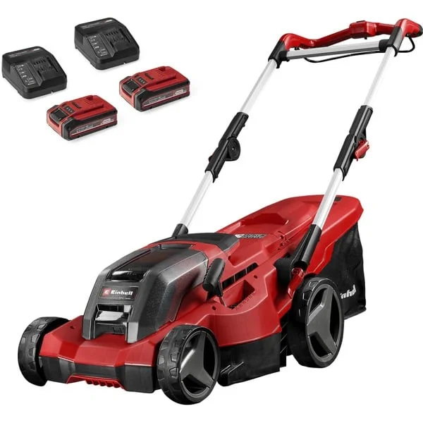 EINHELL Power X-Change Akku-Rasenmäher GE-CM 36/37 Li, 36Volt (2x18V) (rot/schwarz, 2x Li-Ionen Plus Akku 4,0Ah)