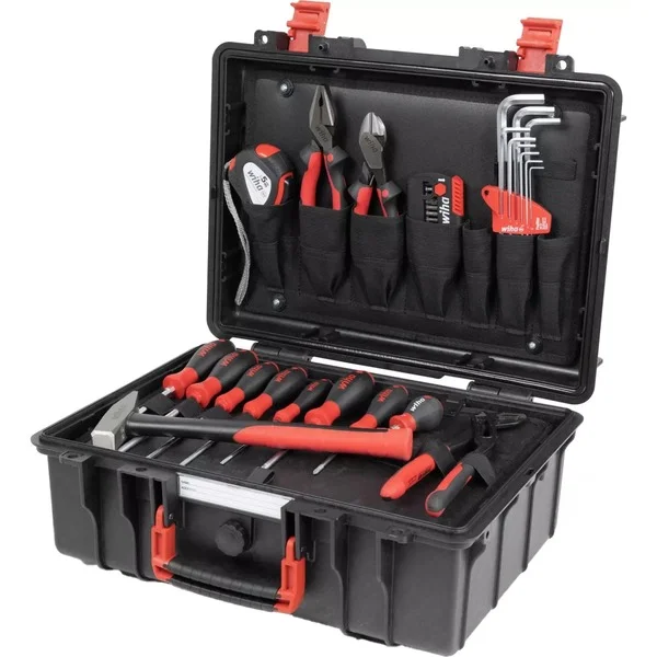 Wiha Werkzeugkoffer Basic L mechanic, Werkzeug-Set (schwarz/rot, 36-teilig, mit Koffer)