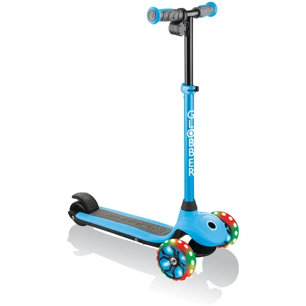 GLOBBER One K E-Motion Plus 4 Plus, E-Scooter (hellblau, mit Leuchtrollen)