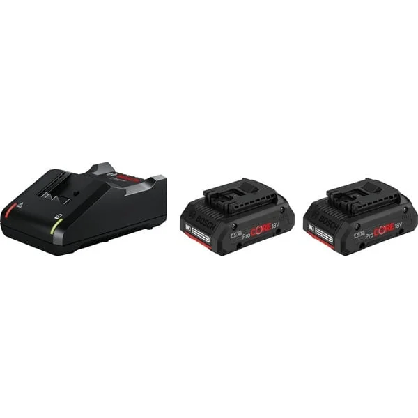 Bosch Professional Starter-Set 18V (2x ProCORE 18V 4.0Ah + GAL 18V-40 Professional), Ladegerät (schwarz, 2x Akku + Ladegerät, AMPShare Alliance)