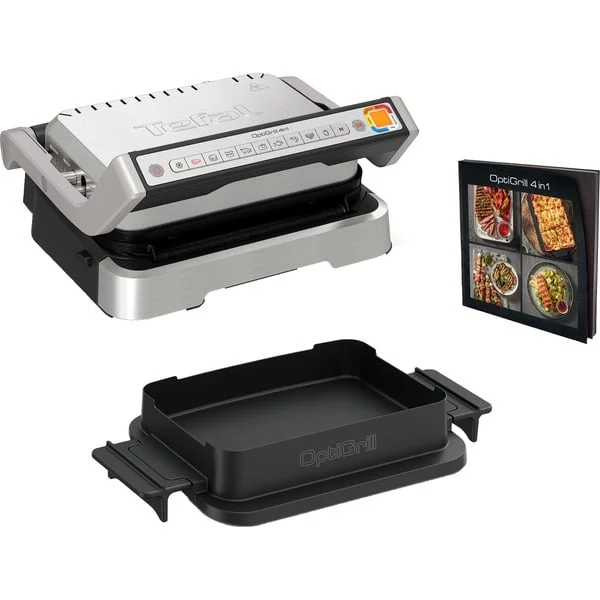 Tefal OptiGrill 4in1 GC774D, Kontaktgrill (edelstahl, 2.100 Watt, mit Backschale)