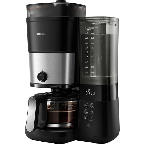 Philips All-in-1 Brew HD7888/01, Filtermaschine (schwarz/edelstahl, Mit Mahlwerk, 1000 Watt, 10 Tassen)