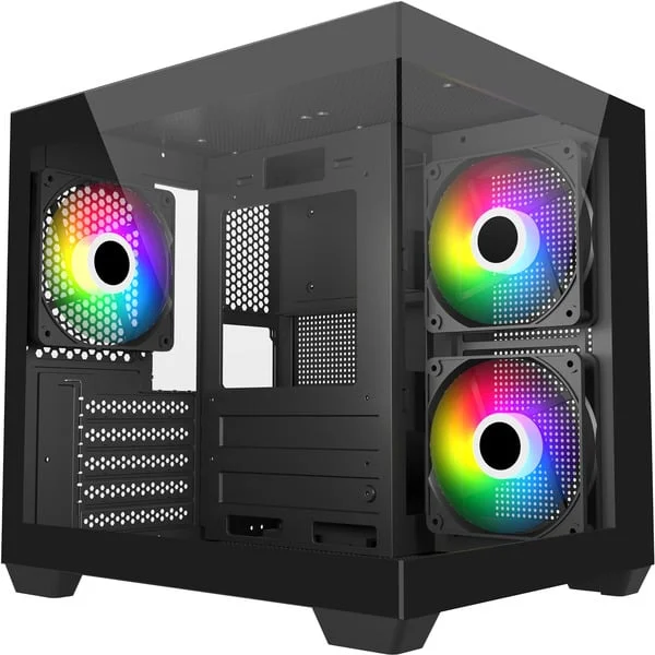 FSP S140-BA, Tower-Gehäuse (schwarz, Tempered Glass x 2)